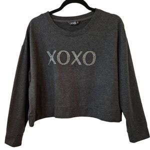 XOXO Slate Gray Crop Sweatshirt sz L oversized